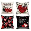 Nuevo Cojín de Sofá de Lino Estampado para el Día de San Valentín de Amazon Transfronterizo Temu Funda de Almohada para el Hogar