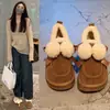 Zapatos de Algodón Nieve Bola de Pelo Más Vendidos Mujer Invierno Más Terciopelo 2026 Nuevo Estilo Invierno sin Cordones Versátiles Mocasines Birkenstock