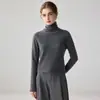 Novo suéter feminino de caxemira para outono e inverno com gola alta empilhada, macio e solto, suéter base de tricô pullover emagrecedor e versátil