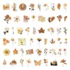 50 Hojas Originales Retro Pegatinas para Diario de Flores Secas Hojas Marchitas Hojas de Arce Cartas Viejas Sellos de Cera Artísticas Pegatinas Transparentes PET