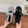 Sapatos Mary Jane Quadrados Chanel-Style com Strass e Salto Escondido Forrados com Lã para Mulheres, Sapatos de Ballet de Solado Grosso para Outono e Inverno, Mocassins Peludos