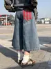 Jeans de Verão Americano Retrô Xadrez de Perna Larga para Mulheres, Calça Casual Solta Tendência, Calça Reta Cropped Versátil