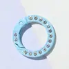 Anel de Liga Cozida Cravejado de Diamantes Argola de Mola Tinta Fofa Colorido Doce Redondo Dupla Face Diamante Inteiro Fivela de Mola Acessórios para Corrente de Celular
