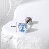 Henson Aretes de Cristal Brillante Dulce Luz de Luna Cuadrado Gordo Recubierto de 6 mm Varilla Delgada Acero Titanio Tornillo Oreja Caracol Uña Hueso Blando