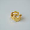 Anillo ajustable con apertura hueca, estilo retro japonés, de lava volcánica, de latón chapado en oro, para mujer.