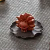Mascota de Té de Arcilla Púrpura Zorro de Nueve Colas Adorno Creativo, Se Puede Usar para Juego de Té, Decoración de Mesa de Té Inspirada en Zen, Adorno Pequeño
