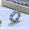 Novo Europeu e Americano micro-incrustado com diamante Água-marinha estrela Rio Princesa renda pulseira de água-marinha cor anel tesouro atacado