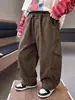 Pantalones de Algodón Curvos de Cuatro Botones para Niños de Primavera y Otoño Estilo Coreano Pantalones Casuales Sueltos Elegantes para Niños Pantalones para Bebé para Exportación