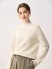 Suéter de tricô 100% caxemira pura, gola semi-alta, ponto arroz, manga raglan, feminino, ready-to-wear, camada base de caxemira