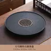 Bandeja de té de piedra de porcelana Wujin de imitación de lujo ligero para el hogar, juego de té, mesa de té pequeña, mesa de almacenamiento y drenaje de agua, mesa de remojo en seco, bandeja de té de piedra Wujin