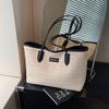 Bolso de Vacaciones en la Playa para Mujer 2024 Nuevo de Moda Bolso de Hombro Tejido a Mano de Paja Gran Capacidad Bolso Tote para Viajes