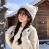 Estilo Coreano Otoño/Invierno Japonés Lindo Sombrero de Lana con Orejas de Gato para Mujer Gorro de Punto Cálido Protección contra el Frío Versátil Sombrero de Felpa