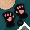 Luvas de Gato Desenho Animado Garra de Gato Femininas Inverno Versão Coreana Meninas Fofas Sem Dedos Acolchoadas Quentes Patas de Urso Recheadas Luvas de Meio Dedo
