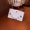 Pendientes Cuadrados de Diamante y Perla Casuales y Exquisitos Set de Pendientes de Ojo de Gato Coloridos Pendientes Versátiles de Moda Diaria para Mujeres