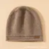 Venta al por mayor transfronteriza 100% Cachemira Pura Lujo para Mujer Color Sólido Estilo Minimalista Gorro de Punto Gorro de Cachemira