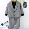 Roupa Infantil Baoxin Estilo Europeu e Americano Outono e Inverno Jaqueta de Mangas Longas Xadrez com Calça de Cordão Conjunto para Meninos Comércio Exterior Estoque Disponível