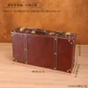 Maleta vintage de couro PU com estrutura de madeira, um conjunto de caixas de armazenamento, usada para vitrines de lojas, adereços de fotografia e fins decorativos