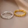 Anillo Minimalista Estilo Ins, Anillo Hueco, Anillo Geométrico de Cobre Chapado en Oro de 18 Quilates, Joyería Unisex al por Mayor