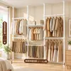 Perchero de suelo a techo, no requiere taladrar, extensible, adecuado para dormitorios, balcones y uso en interiores, con diseño reforzado y engrosado, para colgar ropa y almacenar artículos, producto transfronterizo