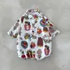 Camisa Hawaiana de Playa Floral Súper Popular para Verano de Manga Corta para Hombre Holgada Estilo Hong Kong Estilo Japonés Retro Top de Manga Corta