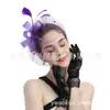 Amazon colorido popular pena chique adorno de cabeça europeu e americano nupcial Halloween banquete performance cobertura facial rede de cabelo faixa de cabeça