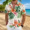 Camisa masculina leve e respirável de manga curta com estampa floral para comércio exterior transfronteiriço, camisa casual com elasticidade em quatro direções, direto da fábrica