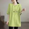 Camiseta de Manga Curta para Comércio Exterior, Tamanho Grande Solta para Mulheres no Verão, Novo Estilo 2026, Comprimento Médio, Versátil, Casual, Blusa que Valoriza a Silhueta, Estilo Ins