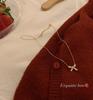 Estilo Primavera 2024 Corrente para Clavícula Gargantilha Estilo Coreano Moda Ins Elegante Brilhante Diamante Laço Pingente Colar
