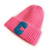 N55 Lã Infantil Marca Letra C Ponto Grosso Monocromático Masculino e Feminino Infantil Tendência Pulôver Babado Moda Chapéu de Tricô para o Frio