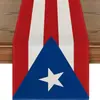 Nuevo camino de mesa de lino transfronterizo con estampado del Día de la Independencia para el hogar, comedor, sala de estar, mesa de comedor, decoración interior y exterior
