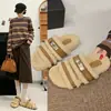 Pantuflas de pelo de celebridad de internet para usar al aire libre para mujer 2026 Otoño/Invierno súper calientes estilo coreano suaves pegajosas hebilla de hada suela gruesa medias pantuflas de pelo