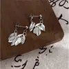 Exquisito Arete de Hoja con Borla de Plata y Espigas de Trigo, Aretes de Botón Atmosféricos, Diseño Retro de Lujo Ligero, Arete de Nicho de Alta Gama