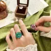 2025 Nueva Joyería Caliente Base de Cobre Chapado en Oro Diamante Blanco Simulado Corte Rosa Lujo Accesible Anillo de Oro Negro para Mujer 16mm