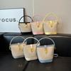 Bolso de Hombro Multicolor Transfronterizo para Mujer 2025 Estilo Nuevo Simple y Elegante Bolso Cubo Portátil Diseño de Cierre Bolso Cruzado de Nicho