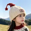 Gorro tejido para niños, unisex, gorro de lana cálido, diseño de caricatura lindo, cubreorejas, estampado de estrellas, gorrito para bebé de otoño e invierno