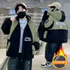 Abrigo de Algodón Grueso de Invierno para Niños, Nuevo Estilo 2026 para Niños Mayores, Chaqueta con Forro de Felpa para Otoño e Invierno, Parka Cálida con Capucha, Moderna