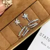 Pendientes de Aro de Cinta de Meteoro Completamente Diamantados para Mujer, Dulce Estilo Coreano, Diseño de Estrella de Lujo Ligero, Pendientes Únicos de Estilo Bosque Fresco, Aros de Oreja, Accesorios para Orejas