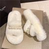 Chinelos Peludos com Solado Grosso de Celebridade da Internet para Uso Externo Feminino Moda Pérola 2023 Novo Outono e Inverno Casa Antiderrapante Casa Chinelos de Algodão
