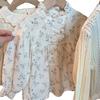 Blusa Floral para Niñas 2025 Nueva Primavera y Otoño Manga Larga Cuello Alto Estilo Muñeca Dulce y Elegante Estilo Coreano Top para Niños