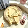 Conjunto de moletom com forro de fleece e calça de moletom multicoloridos para crianças, unissex, para bebês e crianças maiores, roupas quentes casuais para outono e inverno, atacado e em estoque