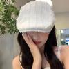 Gorra de Visera Estilo Retro Japonés Color Sólido Rayada para Mujer Primavera y Verano Delgada Combinable Muestra el Rostro Pequeño Boina Sombrero de Pintor de Repartidor de Periódicos