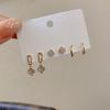 Pendientes de una semana de pequeño lujo de alta gama, juego de seis piezas con aguja de plata S925, combinación con pendientes pequeños para mujer