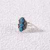 Joias Europeias e Americanas Moda Retro Liga de Zinco Anel de Turquesa Estilo Étnico Anel Geométrico Oval Conjunto de Anéis Par