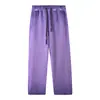 Pantalones Largos Unisex Retro Americano Lavado Vintage de Peso Pesado 450g Otoño High Street Rectos de Pierna Ancha Modernos