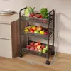 Carrinho de cozinha, prateleira multi-nível para armazenamento de frutas e vegetais, prateleira móvel para temperos domésticos, organizador de armazenamento