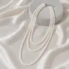 Colar de pérolas de imitação de várias camadas Longo Acessórios Cheongsam de camada dupla Corrente de suéter de pescoço de três camadas para mulheres femininas