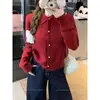 Cárdigan Minimalista Vintage Coreano Estilo Perezoso con Botones Redondos Pequeños, Nuevo Top de Punto Ajustado para Primavera y Otoño