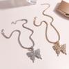 Collar de diamantes con cadena de garra de una sola capa, generoso temperamento de joyería transfronteriza de Europa y Estados Unidos, collar de mariposa grande con diamantes exagerados y viento