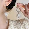 Pendientes de pétalos de perla, elegantes pendientes coreanos de lujo, ligeros, de nicho, de alta gama, con borlas largas, recién llegados en 2024 para mujer.