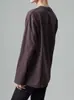 Dragón Marino Warren LST019 26 Otoño Versátil Top Básico con Hombros Rectos, Camiseta de Algodón de Cuello Redondo de Manga Larga para Mujer